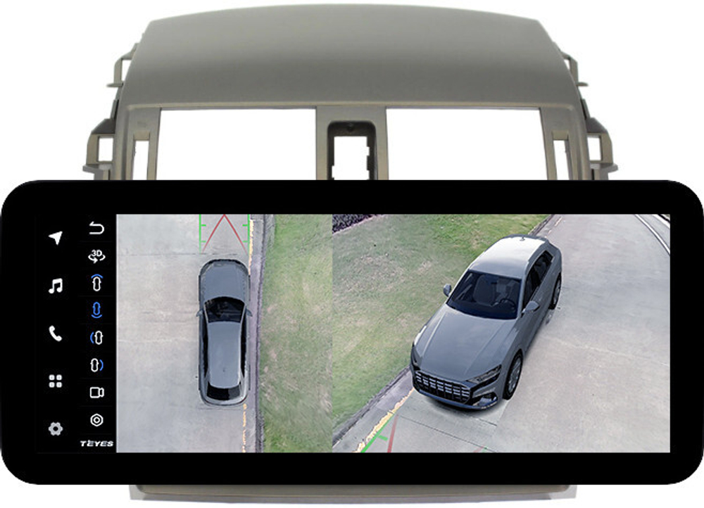 Магнитола для Toyota Corolla 150 2006-2013 (рамка тип 2) - Teyes LUX ONE 360 монитор 12.3" 2K QLED на Android 10, 6Гб+128Гб, CarPlay, 4G SIM-слот, 4 камеры в комплекте