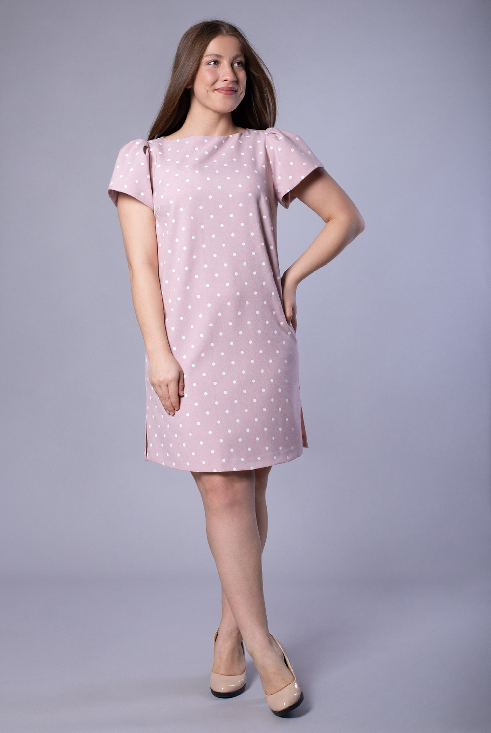 Платье женское 2572ЛПБ, горох #259Гла052572ЛП