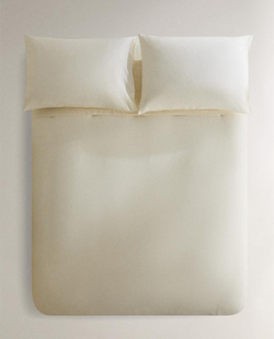 ZARA HOME (200 НИТЕЙ) ПОДОДЕЯЛЬНИК ИЗ ХЛОПКА ПЕРКАЛЬ, ВАНИЛЬНЫЙ