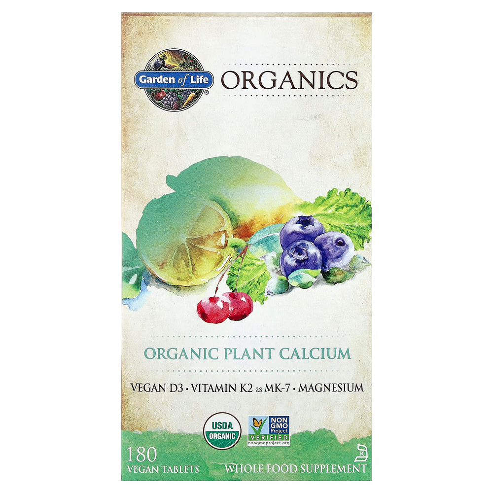 Garden of Life, Organics, органический растительный кальций, 180 веганских таблеток