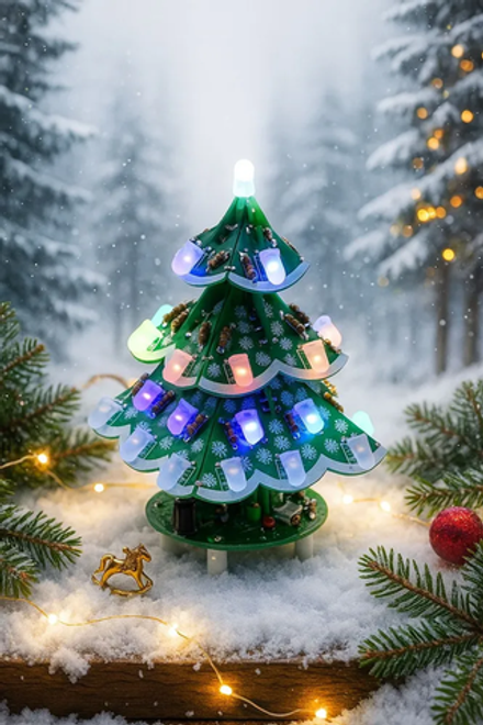 Набор для самостоятельной сборки и пайки (конструктор) "Рождественская 3D ёлка с LED-подсветкой"