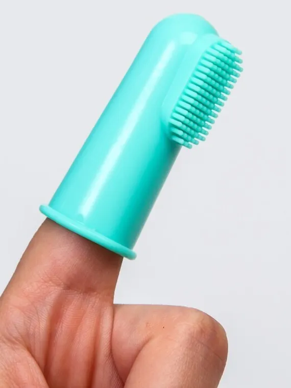 Детская зубная щетка, прорезыватель - массажер, силиконовая, на палец от 3 мес