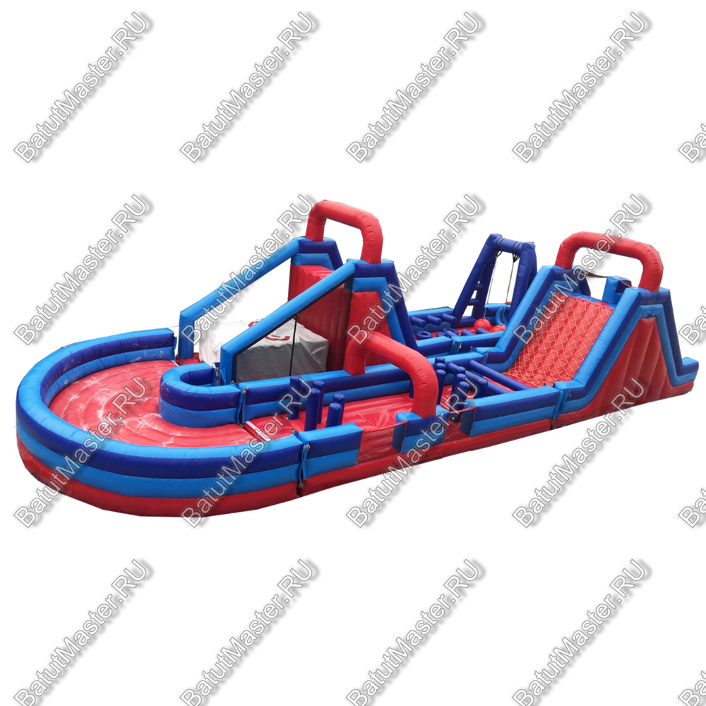 Надувная спортивная полоса препятствий "Веселое испытание" 13,1*8,6*5,8 м