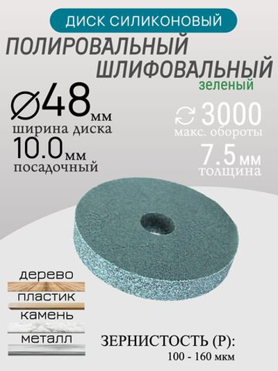 Диск шлифовальный Tornadotool d 48х7.5х10 мм Зеленый