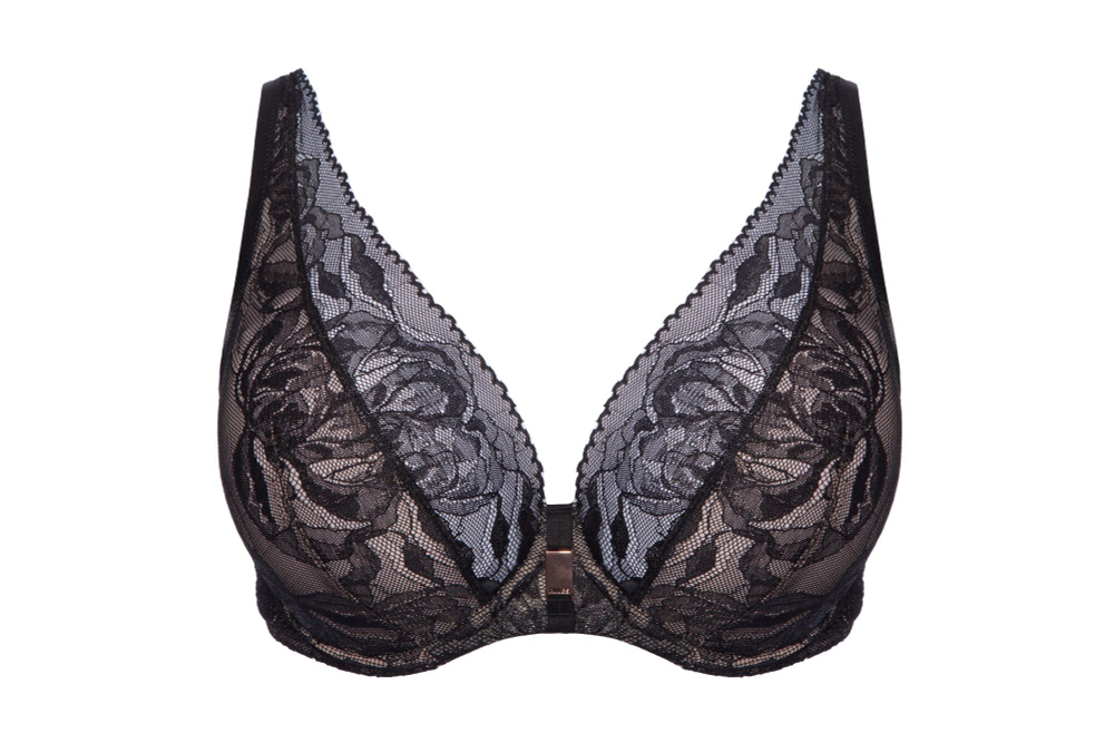 Бюстгальтер-бралетт Frozen Black из кружева с эффектом мерцания (Размер: 90B) (Цвет: черный)