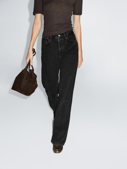 Massimo Dutti Джинсы с высокой посадкой и прямыми штанинами, черный