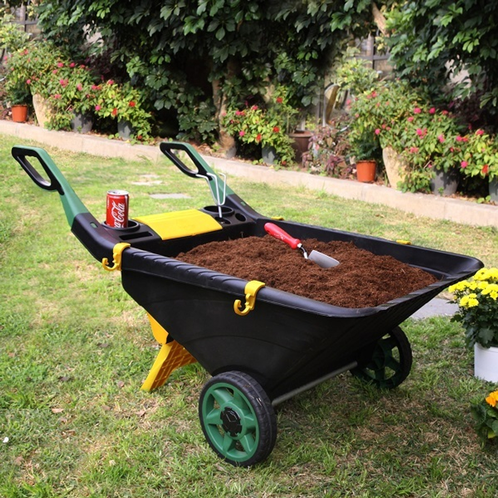 Садовая тачка Helex 80л, черный/зеленый/желтый