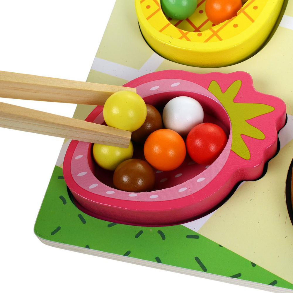 Развивающая игрушка деревянная с шариками Фрукты, коробка C-41931