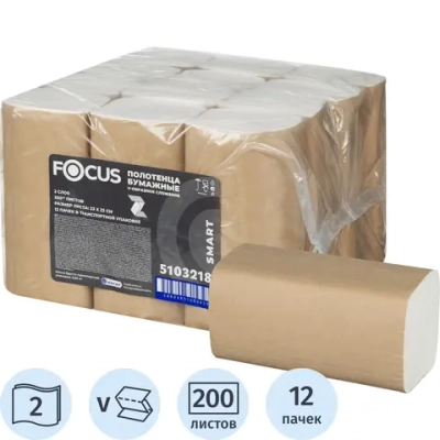 Полотенца бумажные д/дисп FocusSmart Vсл 2сл 200л 12пач/уп_5103218/50204110