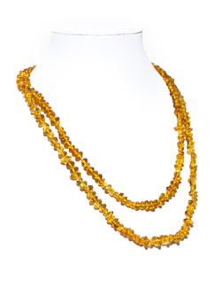 Длинные бусы из янтаря натуральные женские, длина 100 см.