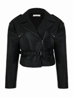 Куртка укороченная из экокожи, черный