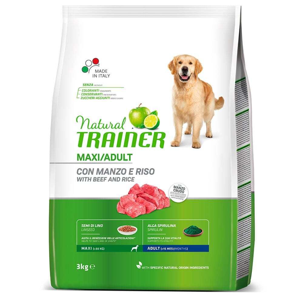 Сухой корм Trainer Natural Maxi Adult для взрослых собак крупных пород с говядиной и рисом 3 кг