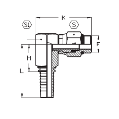 Фитинг DN 12 SAE J516 (Ш) 7/8 (90) (поворотный)