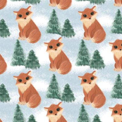 пушистая лисичка в зимнем лесу