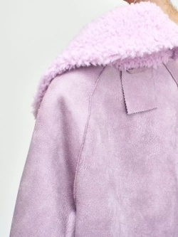 Шуба из овечьей шерсти, розовая, SilverFox