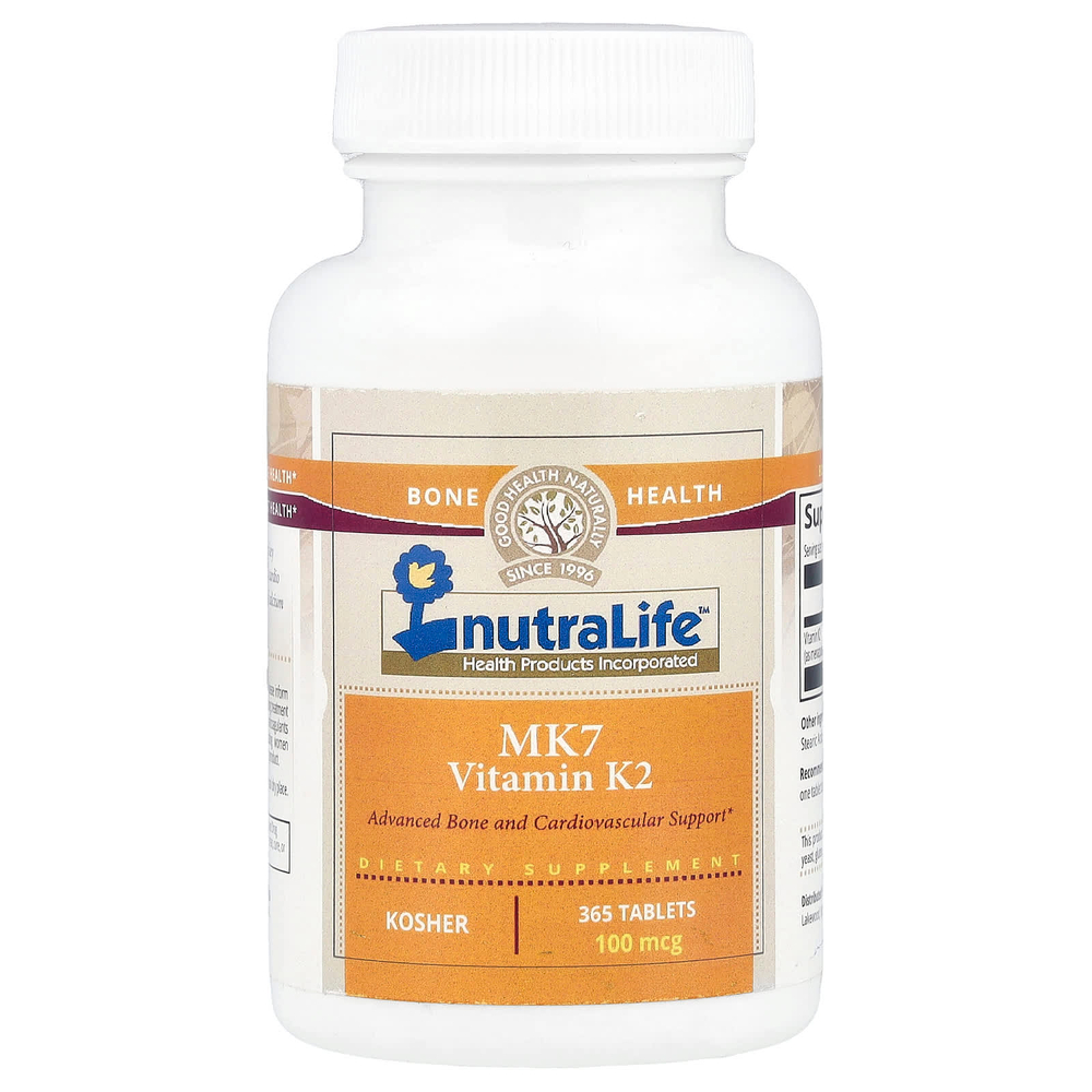 NutraLife, Mk7, витамин K2, 100 мкг, 365 таблеток