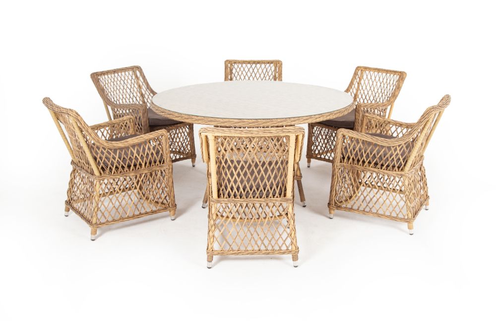 "Эспрессо–150 L" обеденная группа плетеная, цвет соломенный