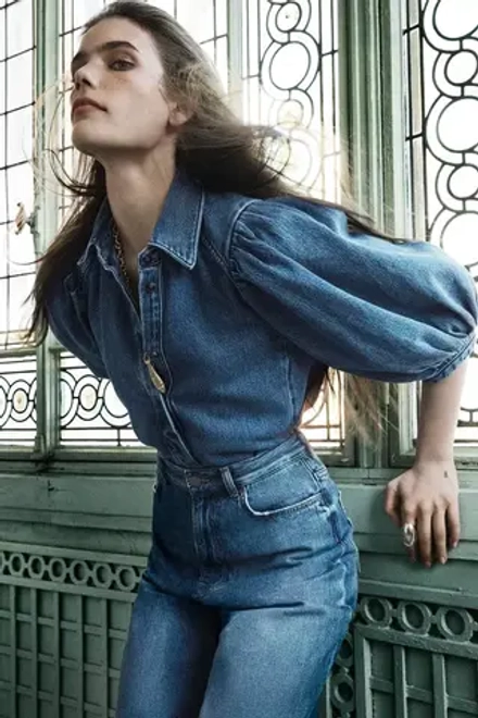 ZARA ДЖИНСОВАЯ БЛУЗА — ZW COLLECTION, СИНИЙ