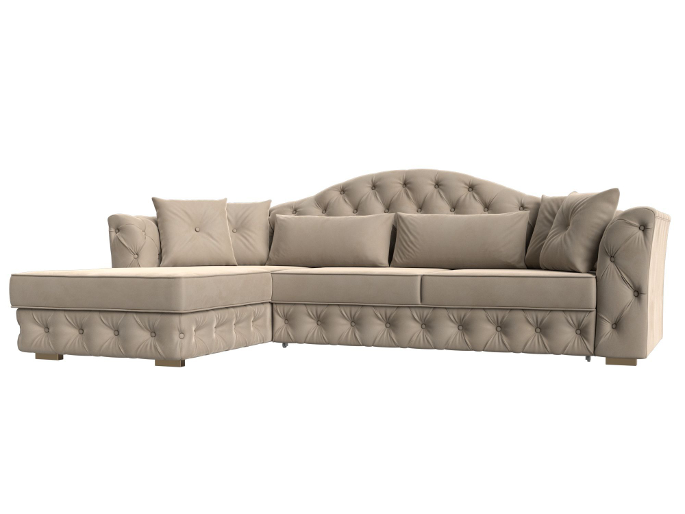 Диван угловой Артис левый угол, Бежевый, Велюр, 121585L