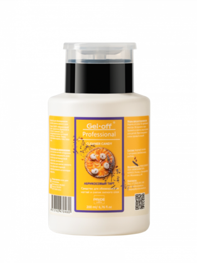 GEL-OFF Средство для обезжиривания ногтей Cleaner CANDY, АБРИКОСОВЫЙ ТАРТ, 200 мл