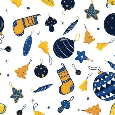 Новогодний праздничный паттерн с елочными игрушками