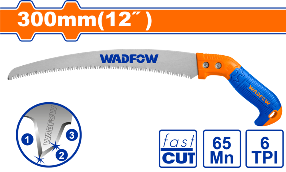 Ножовка садовая 300 мм 6TPI (8/48) WADFOW WHW7G12