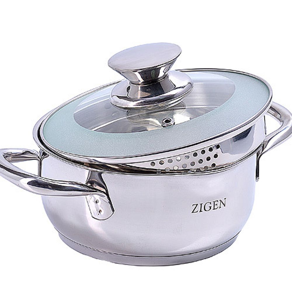 Кастрюля со сливом Zigen 604 нержавейка 5,2 л