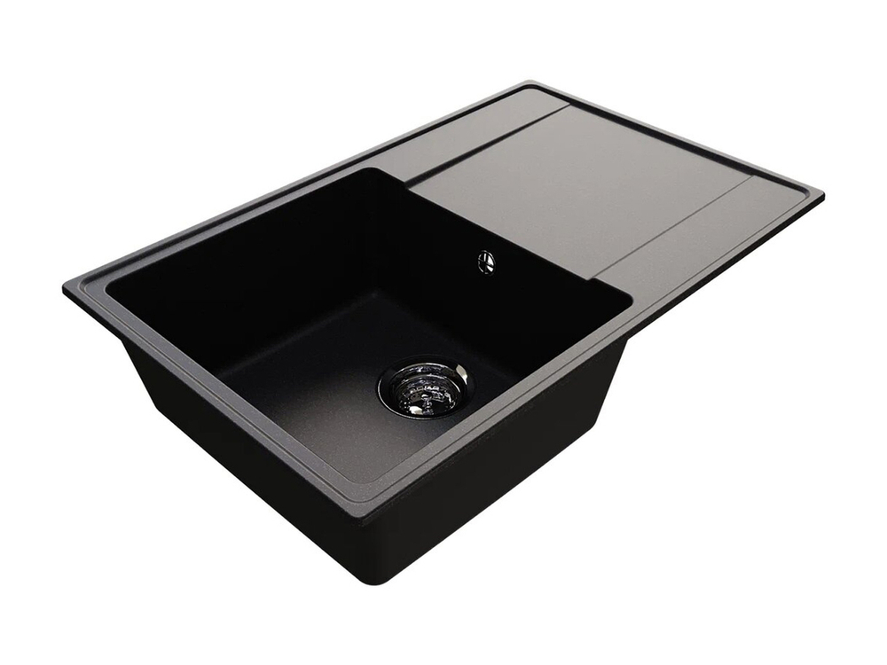 Мойкa ML-GMU07 УЛЬТРА с крылом, черный камень, 735*475 мм (глуб. чаши 175)