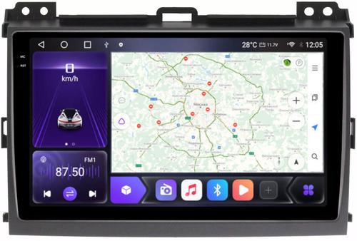 Магнитола для Toyota Land Cruiser Prado 120, Lexus GX470 (экран климата внизу) - Kuberg OL-9696 QLed+2K, Android 12, Быстрая, CarPlay, 4G SIM-слот