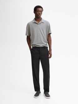 Massimo Dutti Поло из 100% хлопка с деталью из мулине, серый меланжевый