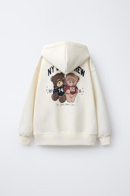 ZARA ХУДИ С ПРИНТОМ «МЕДВЕЖОНОК», ЭКРЮ