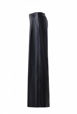 Брюки-палаццо черный из экокожи 03-02-22 SS