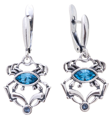 "Стригун" серьги в серебряном покрытии из коллекции "Кассида" от Jenavi  с английским замком