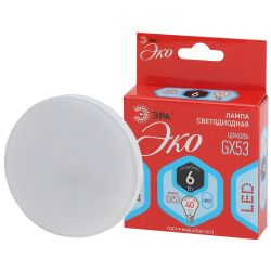 Лампочка светодиодная ЭРА RED LINE ECO LED GX-6W-840-GX53 GX53 6Вт таблетка нейтральный белый свет | Лампы cветодиодные Плоские (GX)