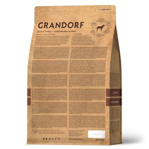 Уценка! Повр.упак/Сухой корм Grandorf DOG Duck&Turkey MED&MAXI для взрослых собак средних и крупных пород, утка с индейкой