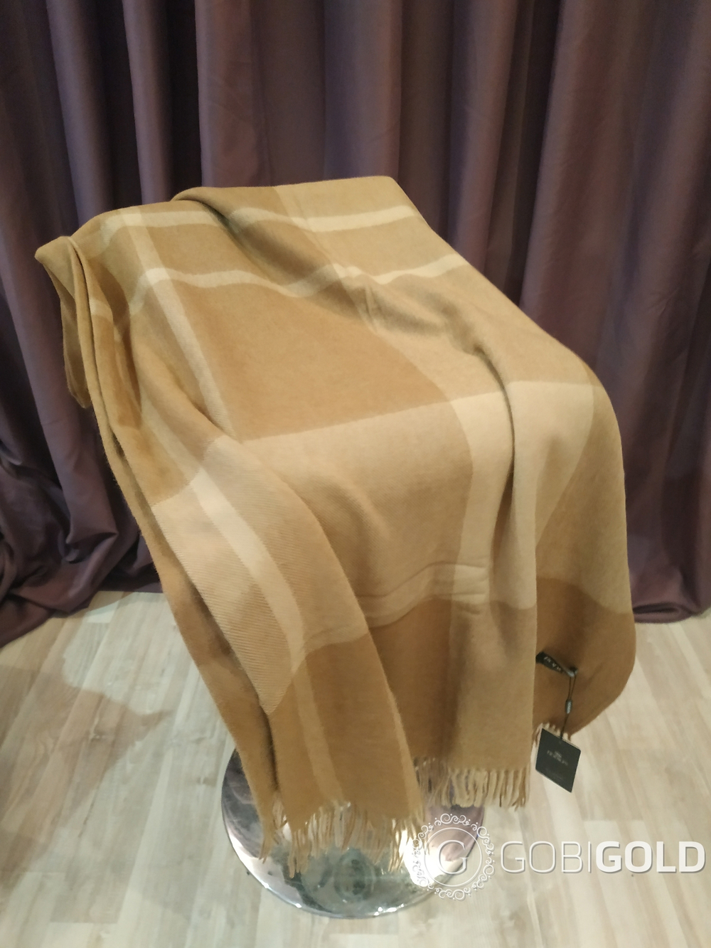 Плед из 100% шерсти молодого верблюжонка 150x200 см. (BODIOS) - камел-бежевый