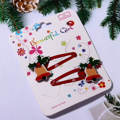 Зажимы для волос детские 2шт «Новогодняя сказка - Колокольчики», цвет красный, 5см