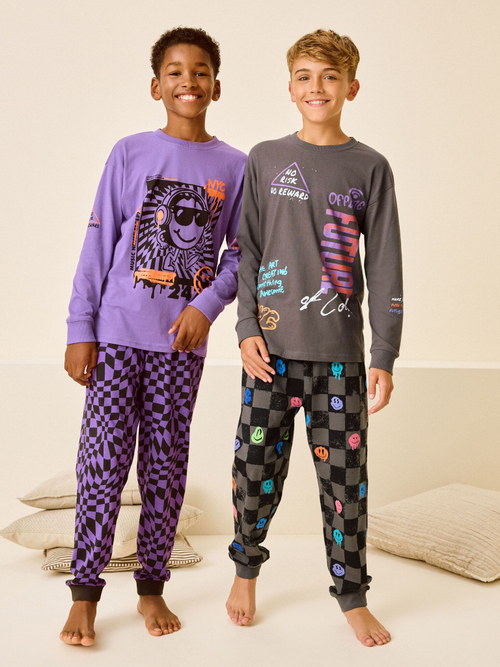 Пижама для мальчика Next B82-968, 2 шт., Серый, Фиолетовый