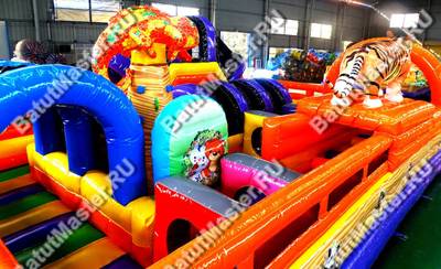 Коммерческий надувной батут "Дикая Африка" 10*6*4 м