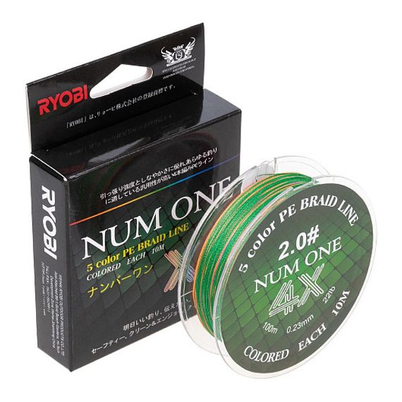 Шнур NUM ONE PE4X-100M 2.0#/0,235 mm Multi Colour Ryobi