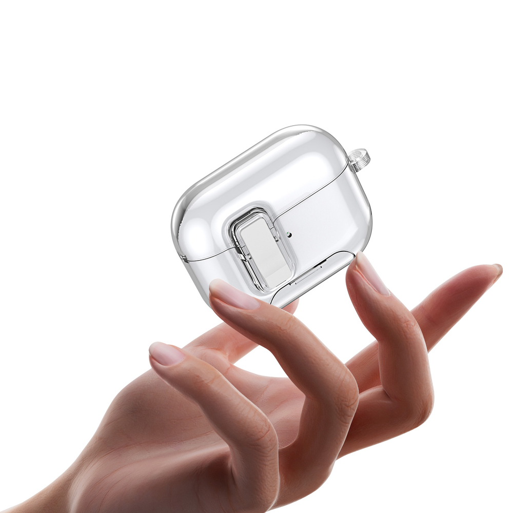 Усиленный прозрачный чехол для наушников AirPods Pro 2, Dux Ducis, серия PECR Series (встроенная подставка для смартфона)