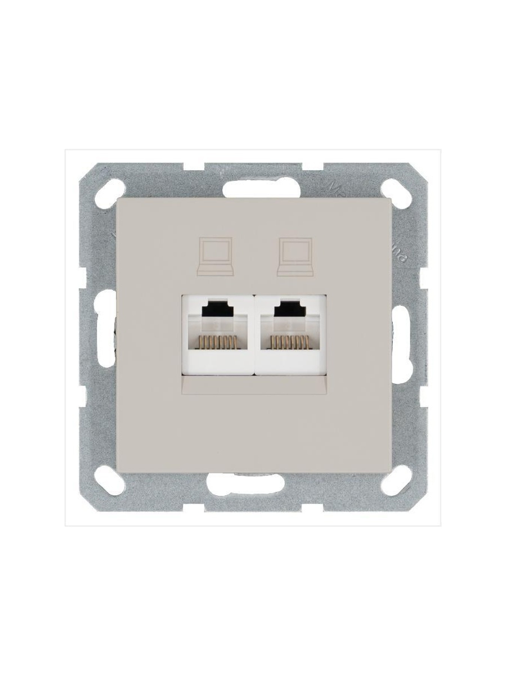 Розетка компьютерная 2-м RJ45 IP20 кат. 5E механизм тауп Jasmart G6106T