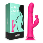 Розовый вибратор-кролик с возвратно-поступательными движениями и ротацией - 24,2 см.