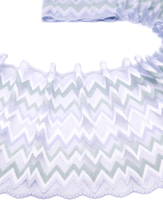 03-241 ОПТ Кружево эластичное 23 см, WV, белый/мята/лаванда