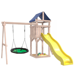 Детская площадка неокрашенная Сlassic с качелями гнездо Свиби в зеленом цвете IgroWoods для улицы и дачи