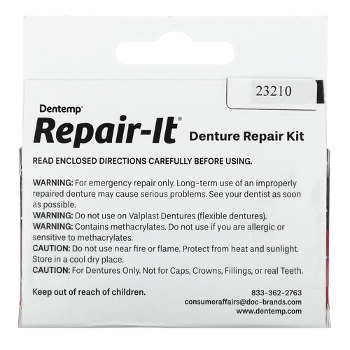 Dentemp, Repair-It, Denture Repair Kit, 3 Repairs