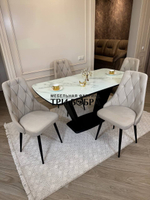 Кухонный раскладной стол "Прадо" белый мрамор и 4 стула ЛОНДОН