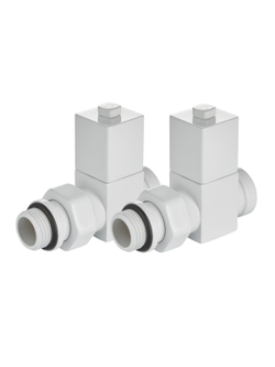 Набор дизайн-вентилей Royal Thermo CUBE, прямой (белый) 1/2"