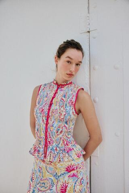 ZARA ТОП С ПЕРФОРИРОВАННОЙ ВЫШИВКОЙ, РАЗНОЦВЕТНЫЙ