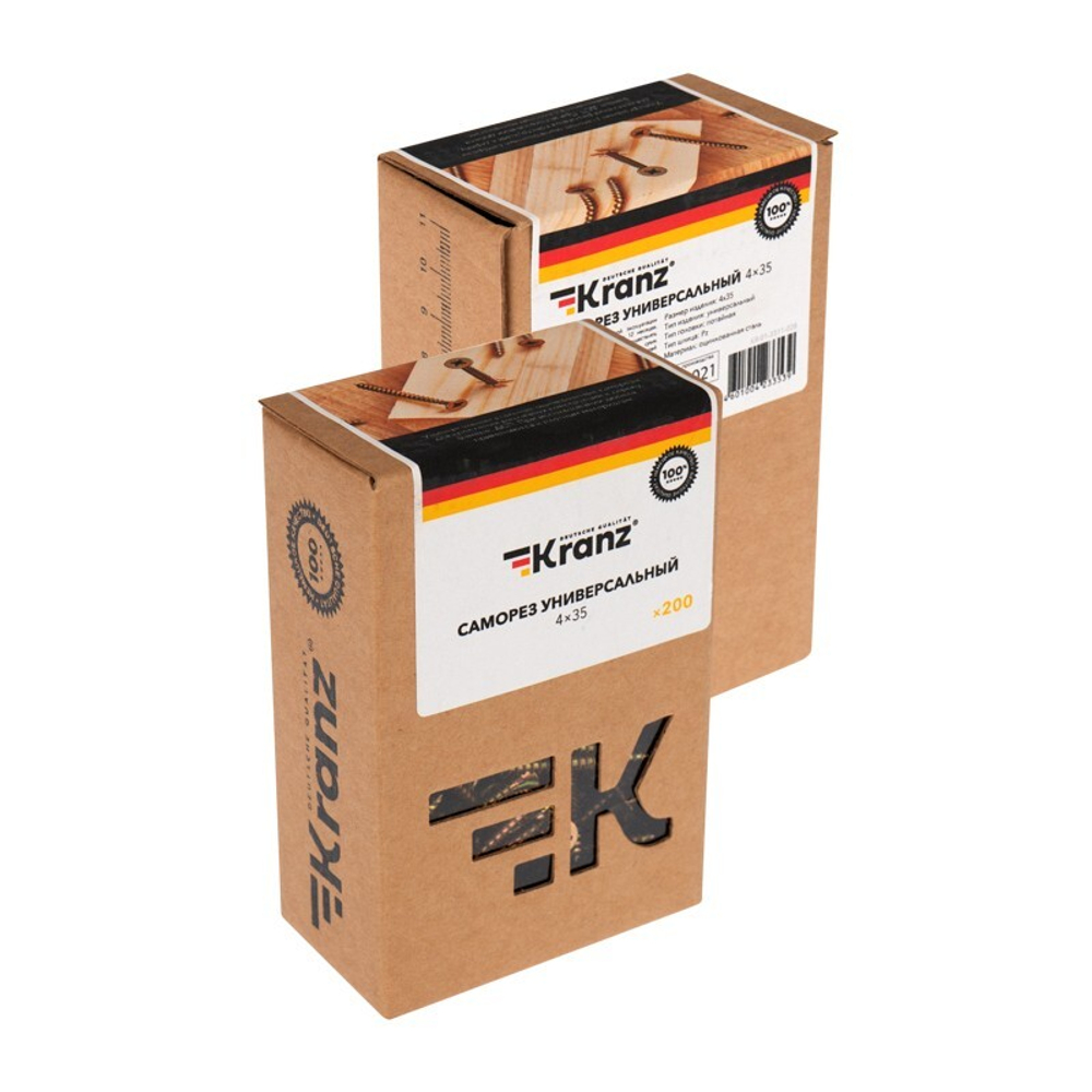 САМОРЕЗ УНИВЕРС. 4Х35, ЖЕЛТ.ЦИНК, КОРОБ (200 ШТ/УП) KRANZ